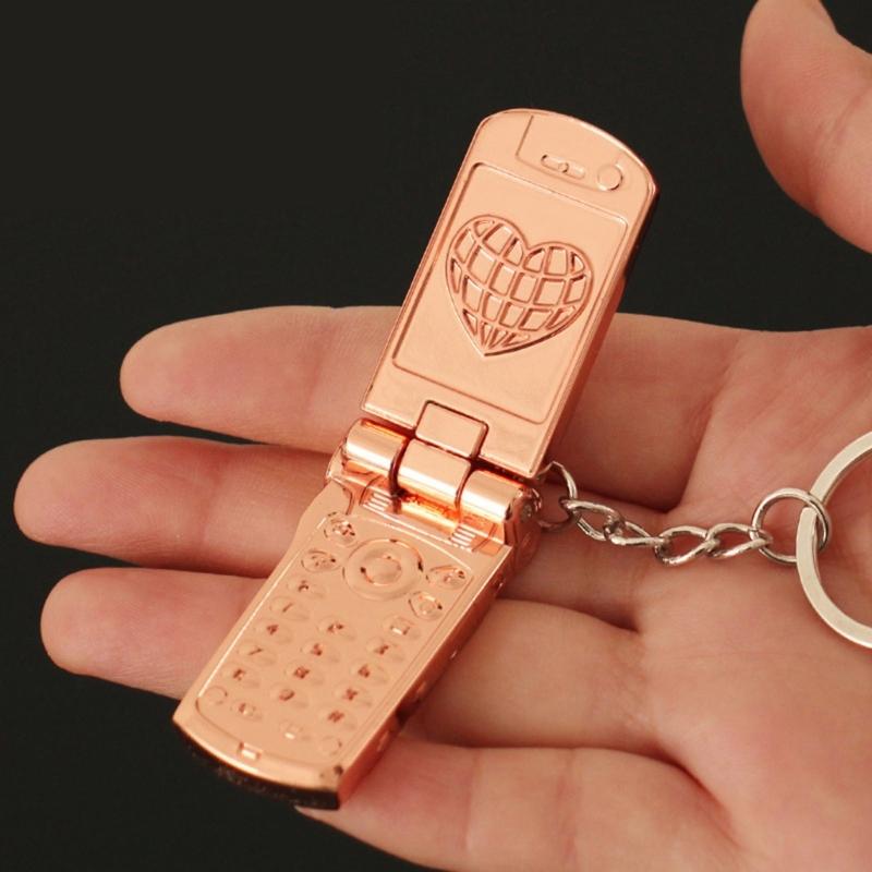 Portable Flip Rotating Small Phone Keychain Charm Pendant With Full Zinc Alloy Designs for Personalize Decoration