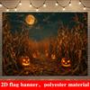 Halloween Lights Pumpkin Backdrop Banner Spooky Theme Party Backdrop Decor