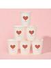 50pcs Simple Love Pattern Paper Cups, Thickened Office Home Commercial Drinkware, Anti-Slip Leak-Proof 250ML Disposable Cups