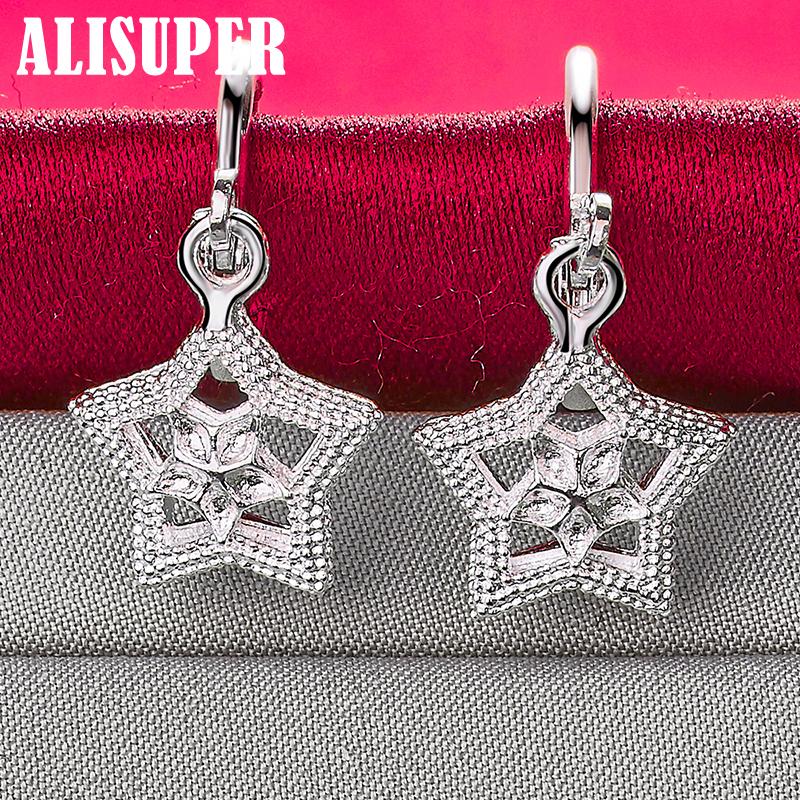 925 Sterling sølv Star Drop øredobber smykker