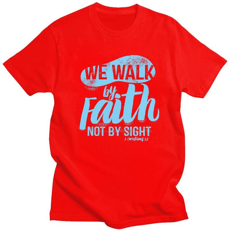 Custom Vintage Walk By Faith Not By Sight T Shirts Men Tshirt Casual Tee Tops Pure Cotton Oversized Tshirts Gift
