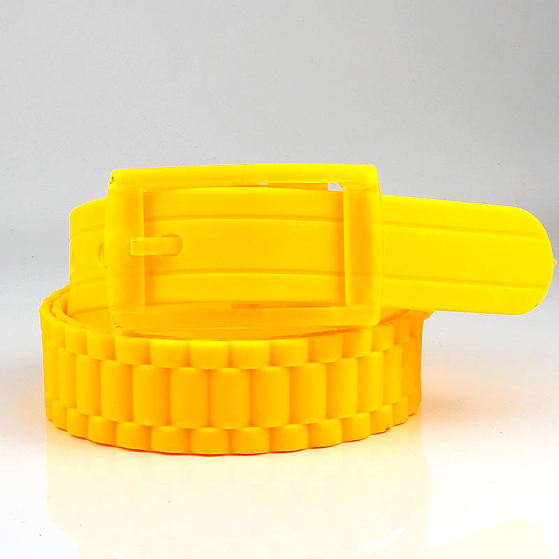 Nuove Cinture Per Uomo Donna Colori Uni Caramella Gomma Siliconica Pelle Forma Ondulata Fibbia in Plastica Cintura Carina Senza Metallo