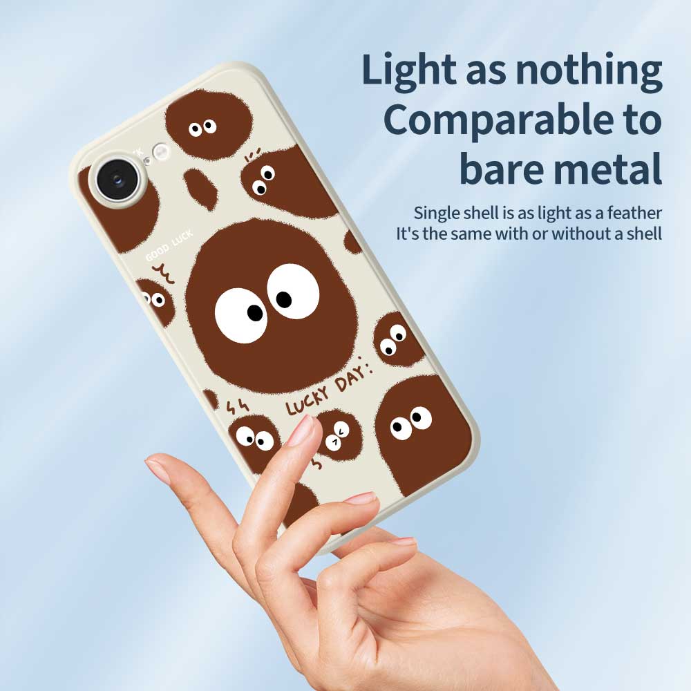 For iPhone 16e Case Funny Big Eyes Doll Pattern Printing Straight Edge TPU Phone Back Cover