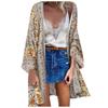 Damski letni swobodny, modny nadruk z rękawami, luźny, świąteczny, długi kardigan