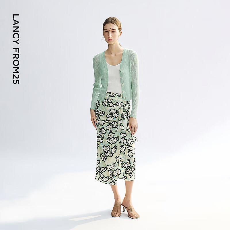 Lanzhi V-Neck Linen Blend Knit Cardigan