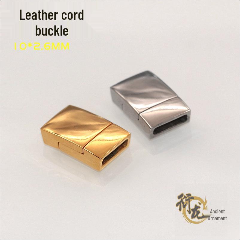 DIY Titanium Stainless Steel Bracelet with Leather Cord and Magnetic Clasp (10x2.6MM) 10*2.6mm