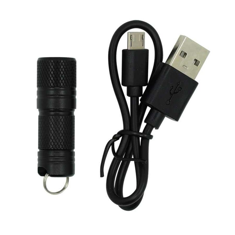 Portable Mini Pocket LED Flashlight USB Rechargeable Waterproof White Light Keychain Torch Super Small Lanterna + 10180 Battery