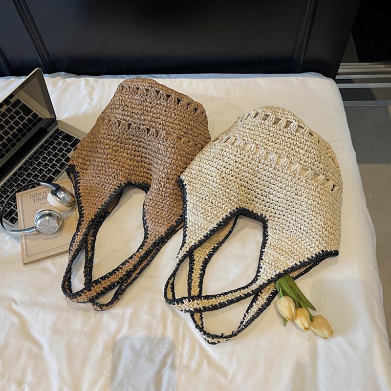 Straw Tote Bag Large Capacity Straw Bag For Women Woven Fashion Handmade Boho Shoulder Bag High-end Seaside Vacation Beach Bag
