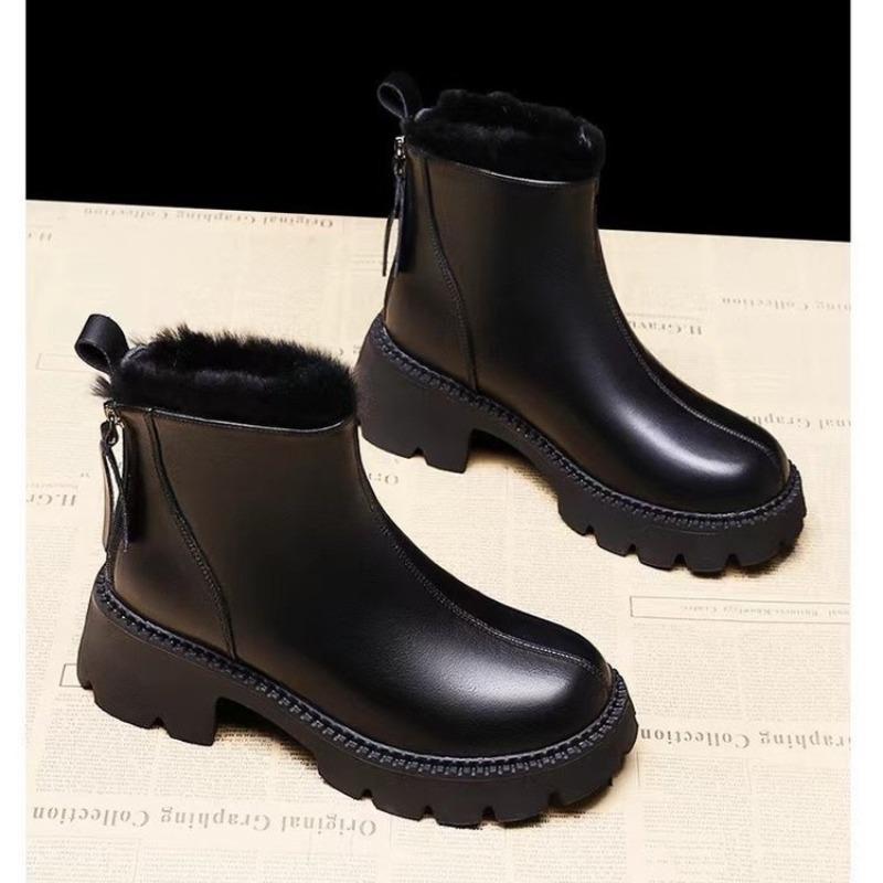 

Модные ботинки женские ботинки из мягкой кожи зимние плюшевые утолщенные плюшевые туфли белые и черные модные ботинки нескользящие женские 40 чёрный