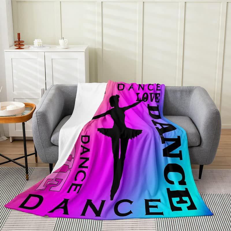 Girl Ballet Dance Print Flannel Blanket Cartoon Pattern Blanket Nap Blanket