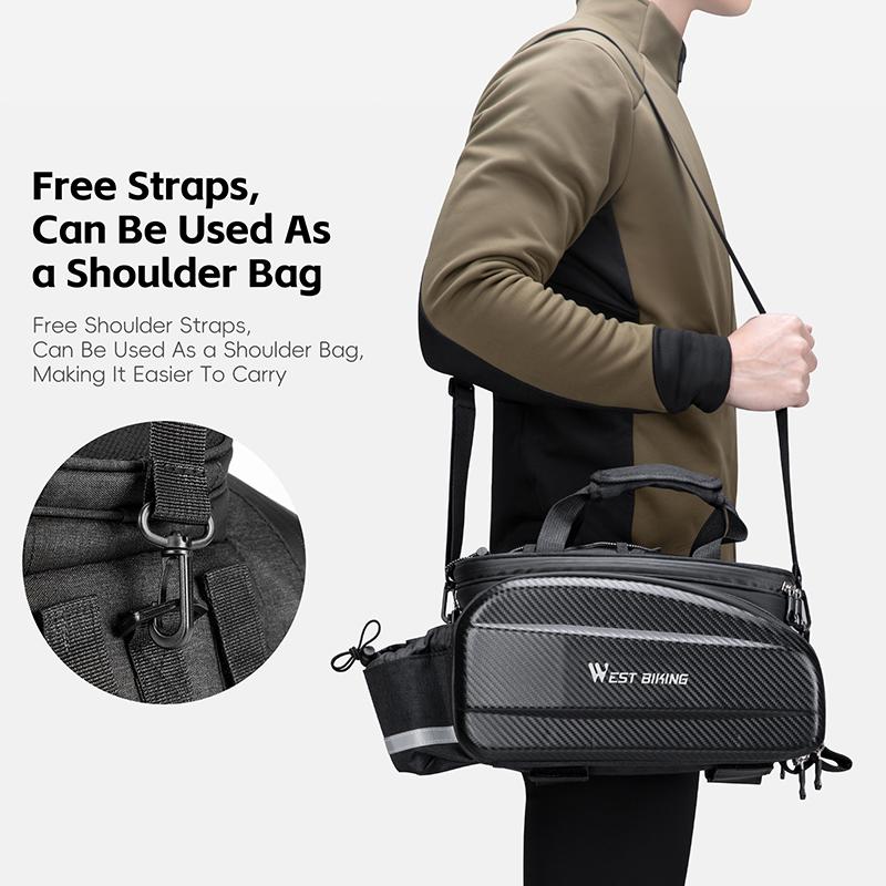 WEST BIKING Large Capacity Bicycle Rear Seat Bags EVA Multi-purpose MTB Road Bike Carrier Bag Expandable Cycling Rear Rack Bag