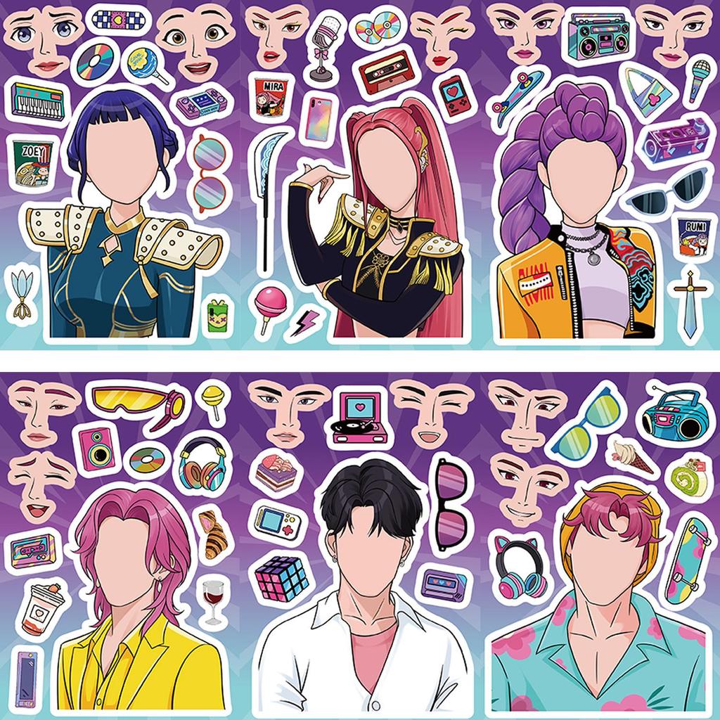 K-POP Demon Hunter Girl Group Puzzle & Waterproof Cartoon Stickers Set - Handmade, Self-Adhesive, Hot-Selling Toys