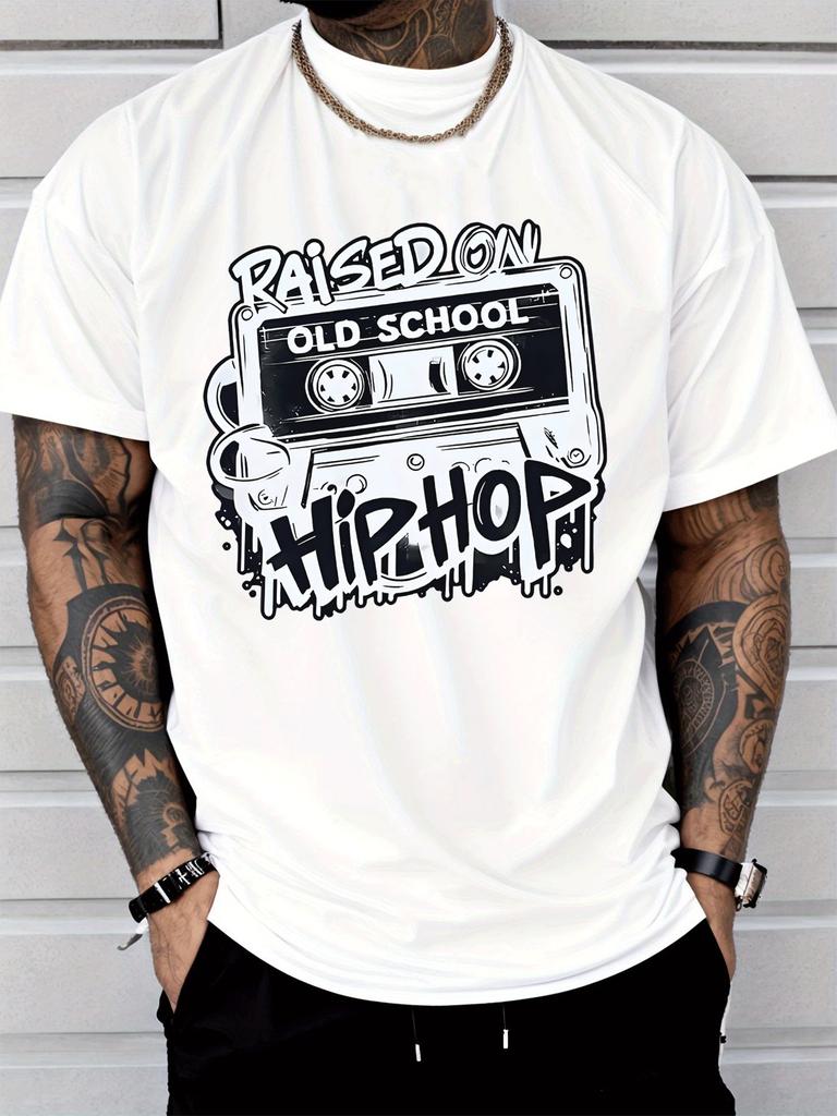 Unisexs Old School Hip Hop Cassette Tape Graphic T Shirt Retro Music Streetwear Short Sleeve O Neck Cotton Summer Tee For Unisex