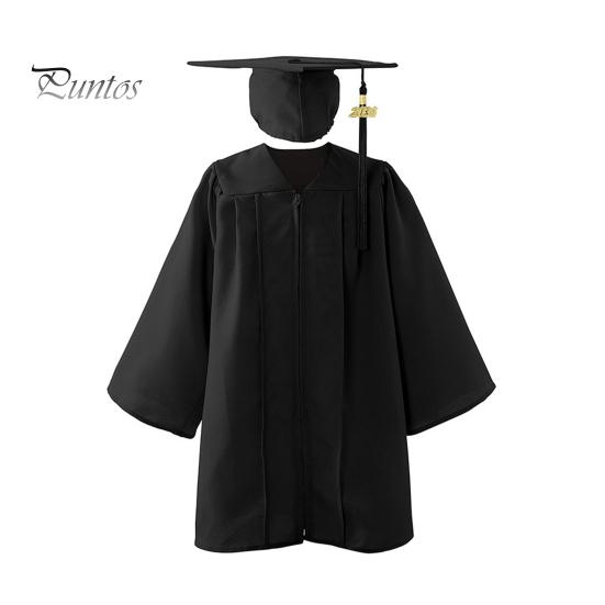 Children Kindergarten Graduation Uniform with Hat And Tassel V Neck Knee Length Long Sleeve Zipper Closure Elementary Graduation Robe Kids Graduation