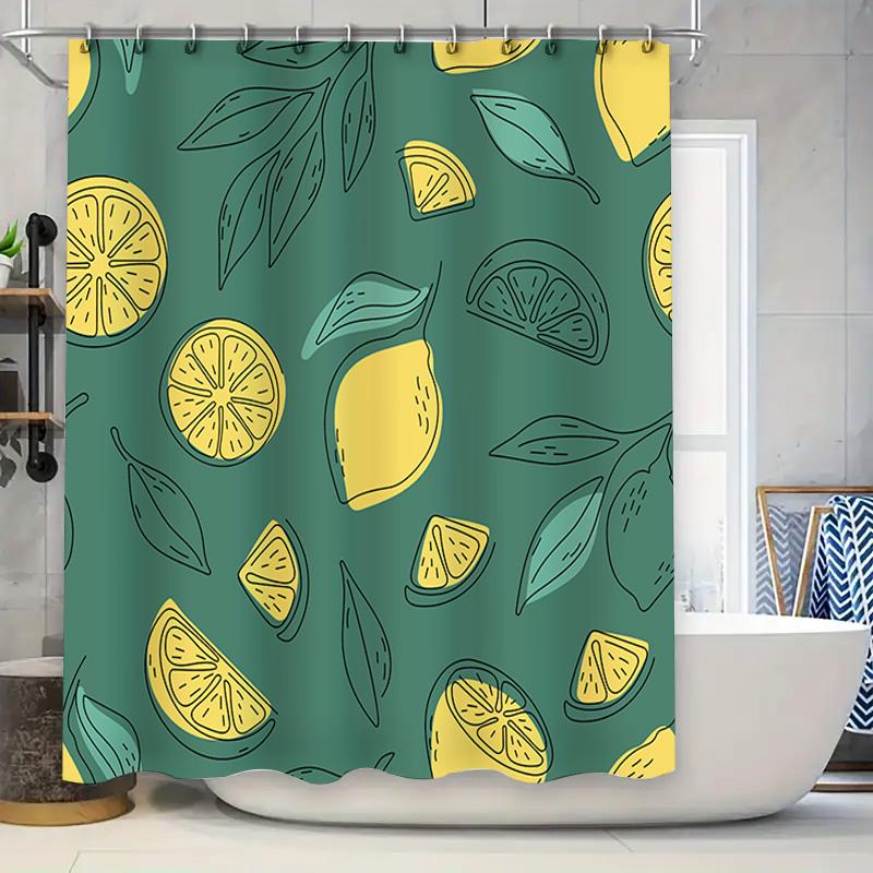

Lemon Green Bath Curtain Bathroom Shower Curtains For Home Decoration In Yellow Lemons Print Design 3D Printed Waterproof F W60H190(CM)-1 Pcs