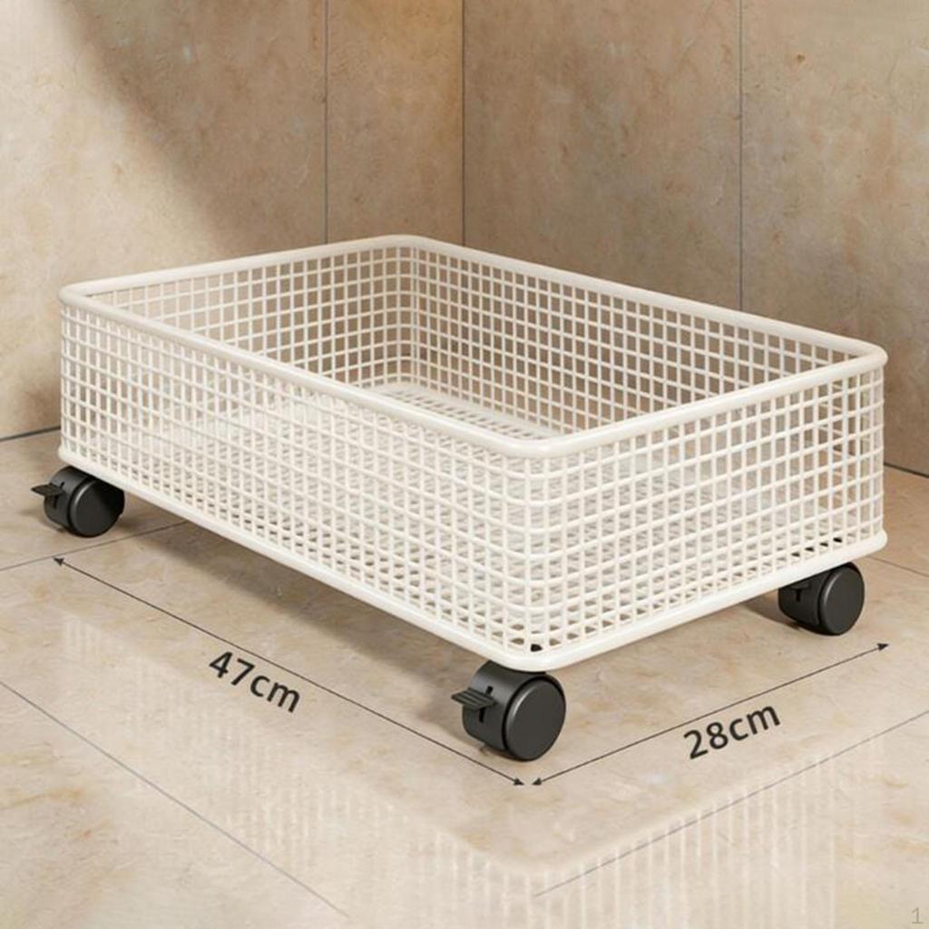 Bathroom Cabinet Organizer Office Supplies Movable Mesh Rolling Cart with Wheels for Pantry Kids