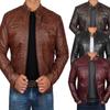 European and American men's old leather jacket male teen stand-up collar punk men's motorcycle leather jacket