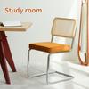 Set di 2 Sedie da Pranzo, Sedie Accento in Velluto e Rattan con Gambe Cromate, Sedie Moderne Mid-Century Design Breuer, Sedie da Pranzo Soggiorno Cucina