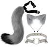 Cosplay Furry Ear Headband Tail Set With Bell Collar Anime Fans Adult Costume Accessories
