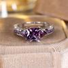 Luxury Female Crystal Pink Stone Ring Trendy Silver Color Engagement Wedding Jewelry