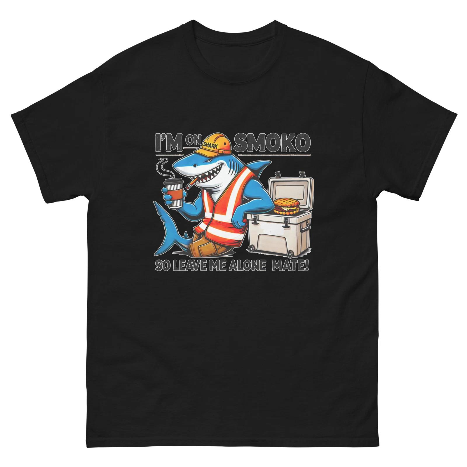 I m On Smoko Shark Coffee Construction Fun T-Shirt XL