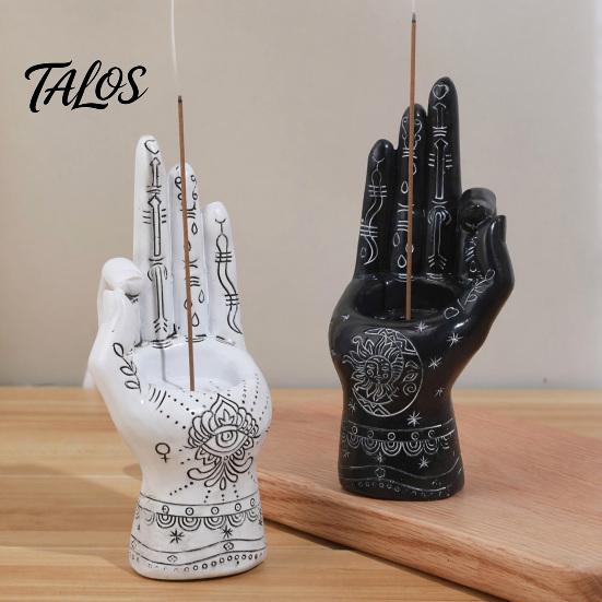 Durable Resin Palm Statue Palmistry Hand Incense Holder, Statue, Decorative Meditation Space Supplies Stick Ancient Mystical Sculpture for Home Table