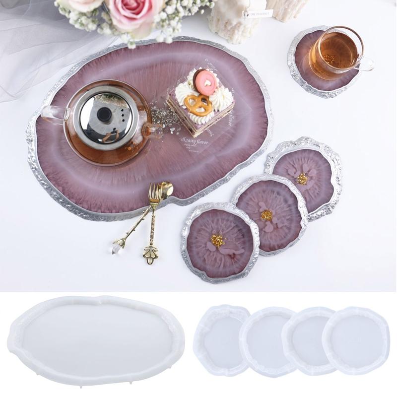 Resin Silicone Coaster Molds for Resin,Geode Coaster Molds for Resin Casting,Epoxy Resin Molds for Tray Coasters Making