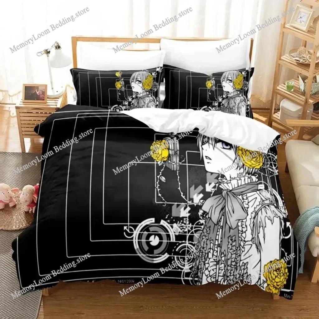 Black Butler Sebastian Cute Bedding Set Cartoon Anime Adult Kid Bedroom Soft Duvet Cover 3D Print Vibrant Kawaii Anime Cozy Set