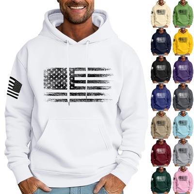 Men's Loose Flag Printed Hooded Sweatshirt Men's Casual Fashion Sports Sweatshirt
