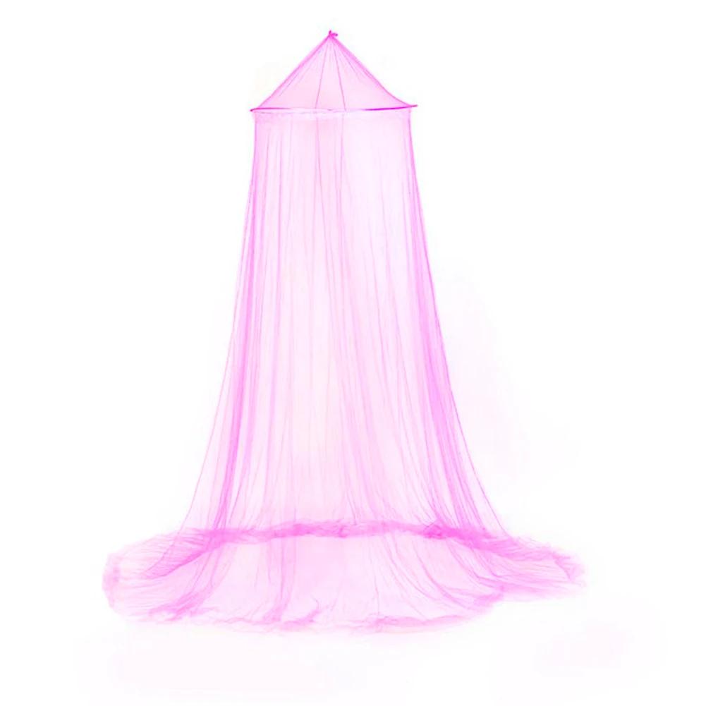 

Children Bed Room Canopy Hanging Mosquito Net Princess Dome Foldable Bedcover for Kids Insect Proof Elegant Netting рожевий