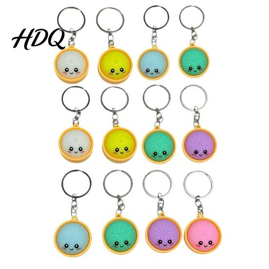 Calming Tactile Keychain Stress Relief Keychain with Steamed Bun Pendant Fidget Clicker Commute Feedback