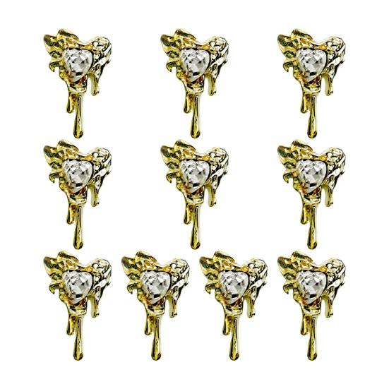 10 ks DIY nail art kamínky Ornament 3D srdce Měsíc Kříž Netopýr Umělý krystal na kovových přívěscích Kreativní šperky Dekorace Příslušenství pro pouzdro na telefon