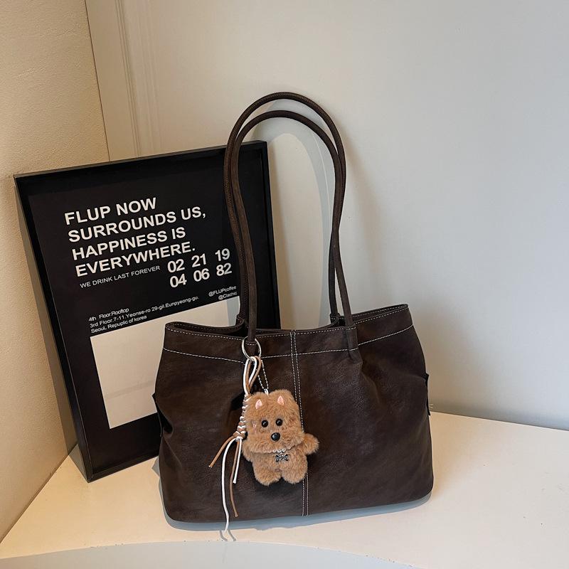 

Simple high-value commuter large-capacity tote bag winter women s casual simple shoulder bag темно-коричневого кольору