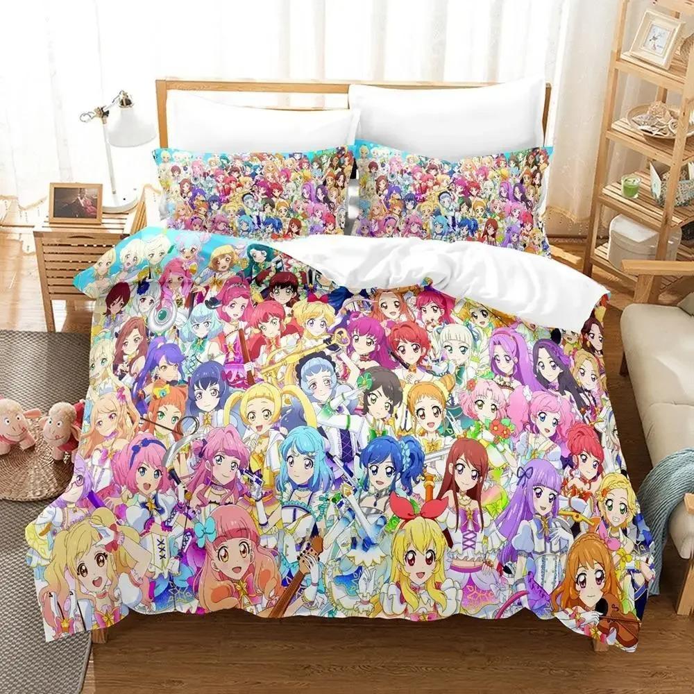 Cozy Lightweight Single Twin Full Queen King Aikatsu Size Bed Adult Kid Bedroom Sets 3D Print Anime Quilt