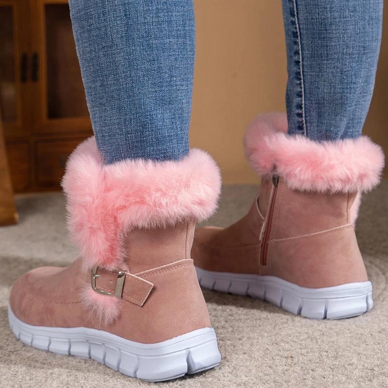 Womens Snow Boots Winter Fluffy Fur Boots Fashion Suede Casual Ankle Boot Plush Warm Winter Boots for Women Botas Invierno Mujer