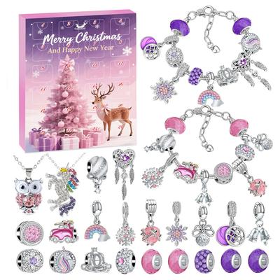 Christmas DIY Bracelet Countdown Blind Box Advent Calendar Handmade Jewelry Set DIY Amulet Bracelet Fashion Christmas Gift