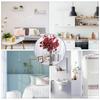 6pcs Faux Leaf Branches Elegant Artificial Eucalyptus Leaf Spray Stems for Bedroom Office Hotel White