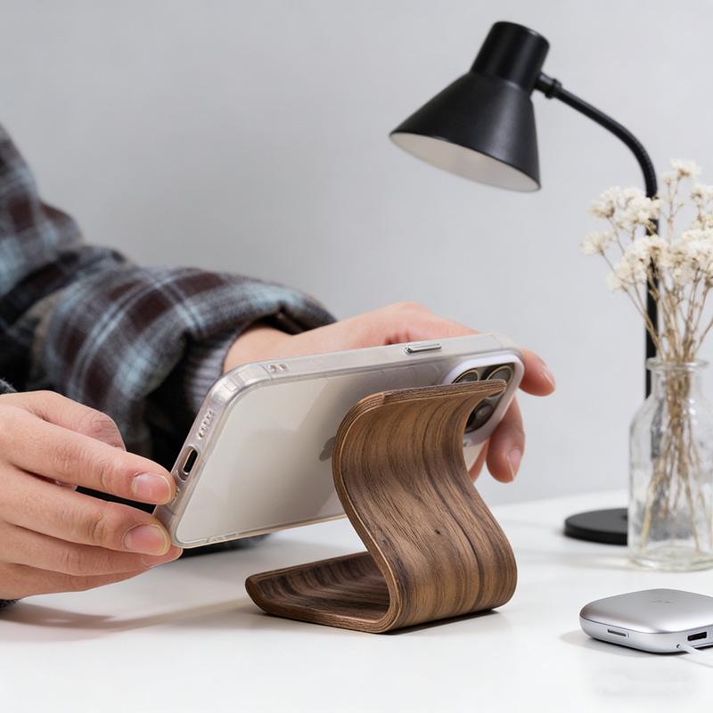 Portable Wooden Phone and Tablet Stand for Easy Viewing