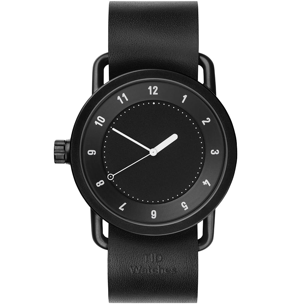 

TID Watches 40mm Black Dial Black Leather Strap Quartz Watch Unisex Minimalist Design Nordic Swedish Inspired No.1