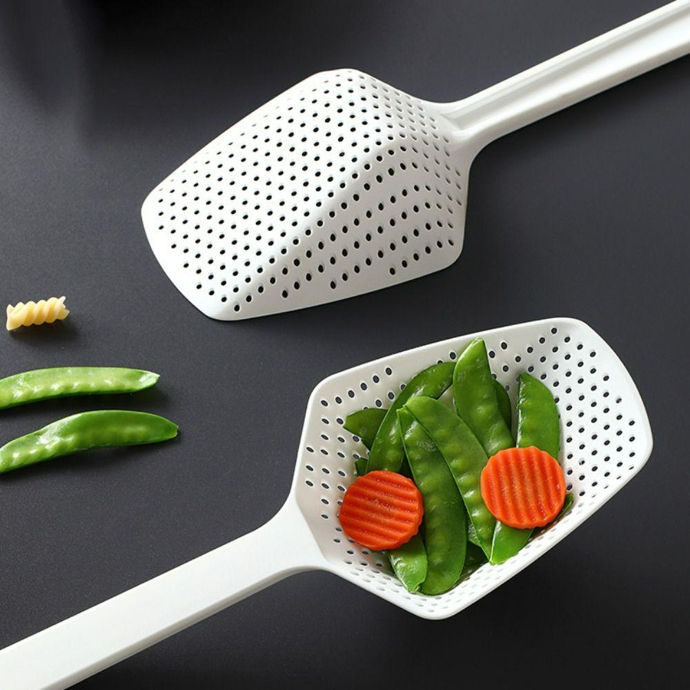 Practical Plastic Strainer Spoon Kitchen Cooking Tool Large Size Mesh Drain Scoop Long Handled Portable Filter Scoop Kitchen Use