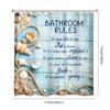 Beach Shower Curtain - Vintage Wood Panel, Starfish Shell, Hemp Rope Quotes, Waterproof, 12 Plastic Hooks