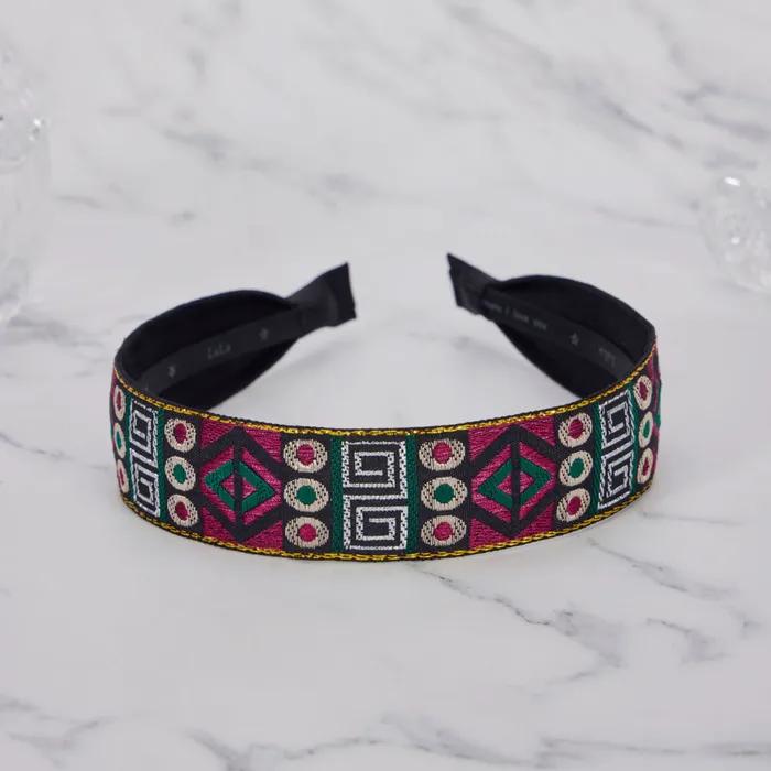 LALA Jacquard African Pearl Headband P-Purple