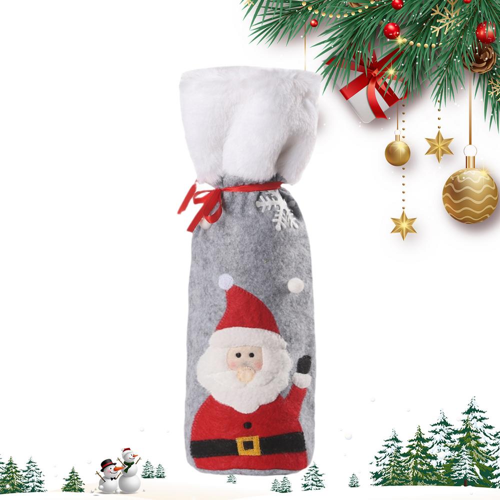 Christmas Fabric Wine Bottle Covers Reusable Festive Holiday Decoration Wine Bottle Cover For Christmas For Wedding Birthday