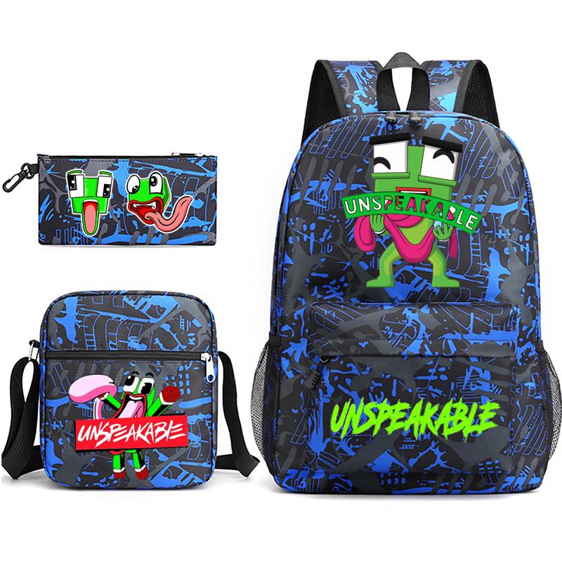 Zaino Inspeakable Set da 3 Pezzi, Zaino Studente di Grande Capacità con Borsa Pranzo e Astuccio, Resistente all'Acqua, Durevole