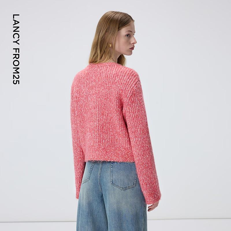 LANGZI MONEY HONG V-Neck Red Knit Cardigan