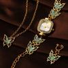 Women's Butterfly Watch Earrings Necklace Cute Stylish Waterproof Analog Quartz Watch Fashion Accessory for Women - Birthday Anniversary Mother's
