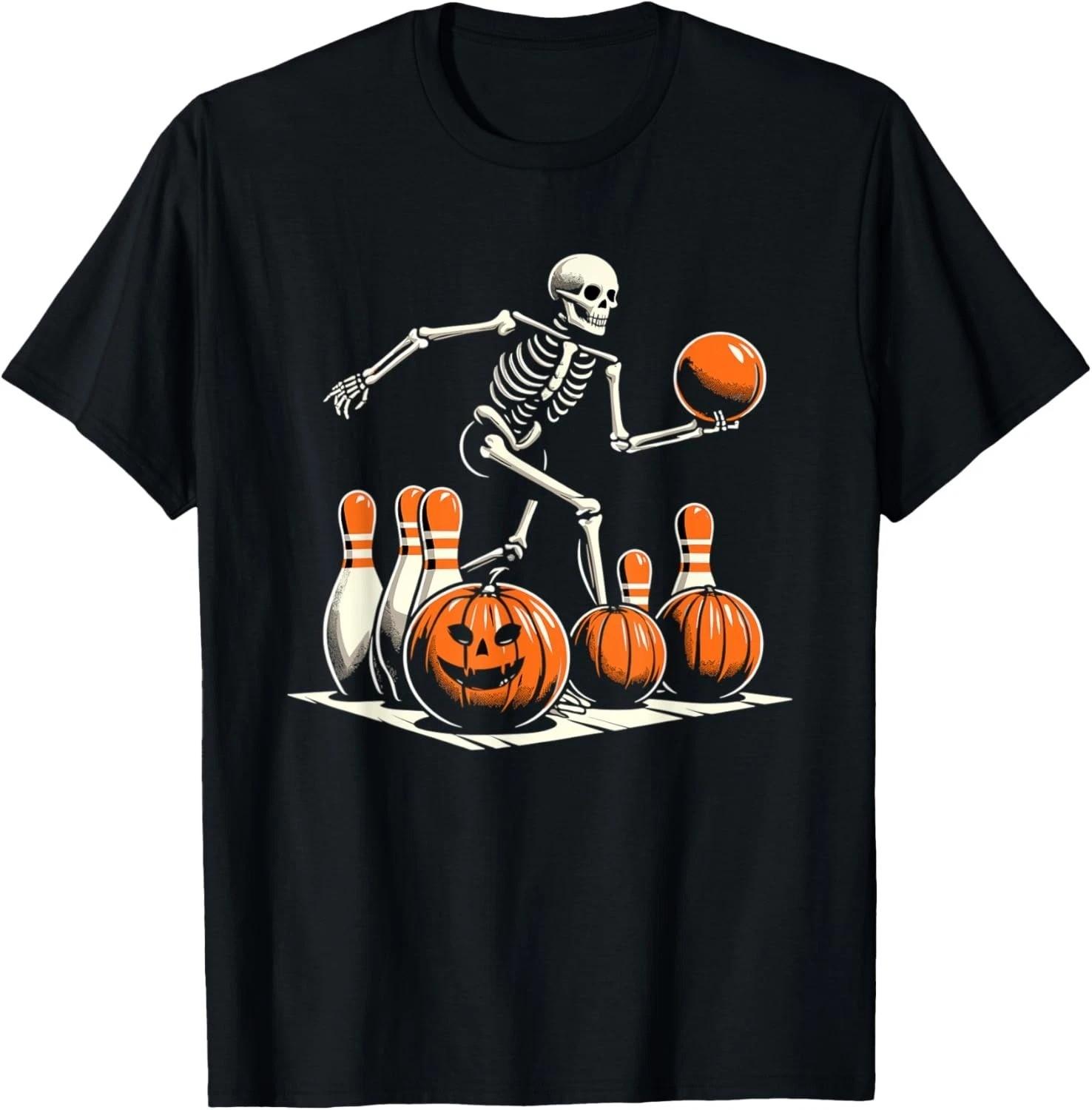 Skeleton Bowling Player Funny Bowler Halloween T-Shirt S разноцветный