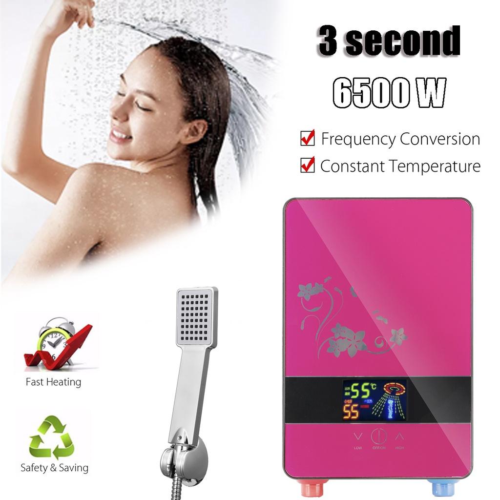 6500W 220V/50Hz Electric Hot Water Heater Tankless Instant Heating Set Overheating Protection Constant Temperature With Shower Nozzle