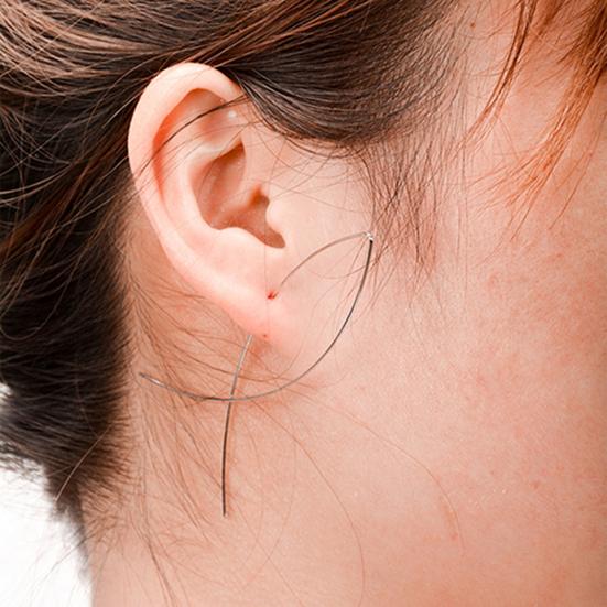1 Pair Fish Shape Elegant Solid Color All-match Dangler Earring