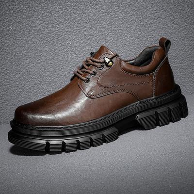 Fashion Genuine Leather Men Casual Shoes Thick Bottom Male Business Oxfords Shoes Classic Club Footwear for Men Lace-Up New Men's Shoes